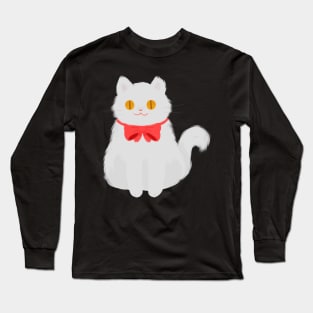 white cat with flower Long Sleeve T-Shirt